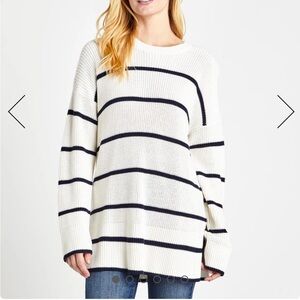 Splendid White and Black Striped Sweater